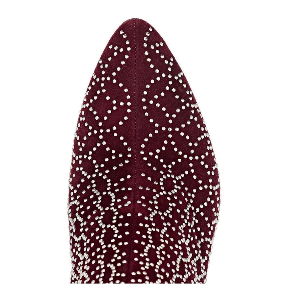 🔥 RARE COLLECTOR’S FIND — Alaïa “Azzedine” Deep Wine Velvet Studded Booties (39) - Picture 4 of 15